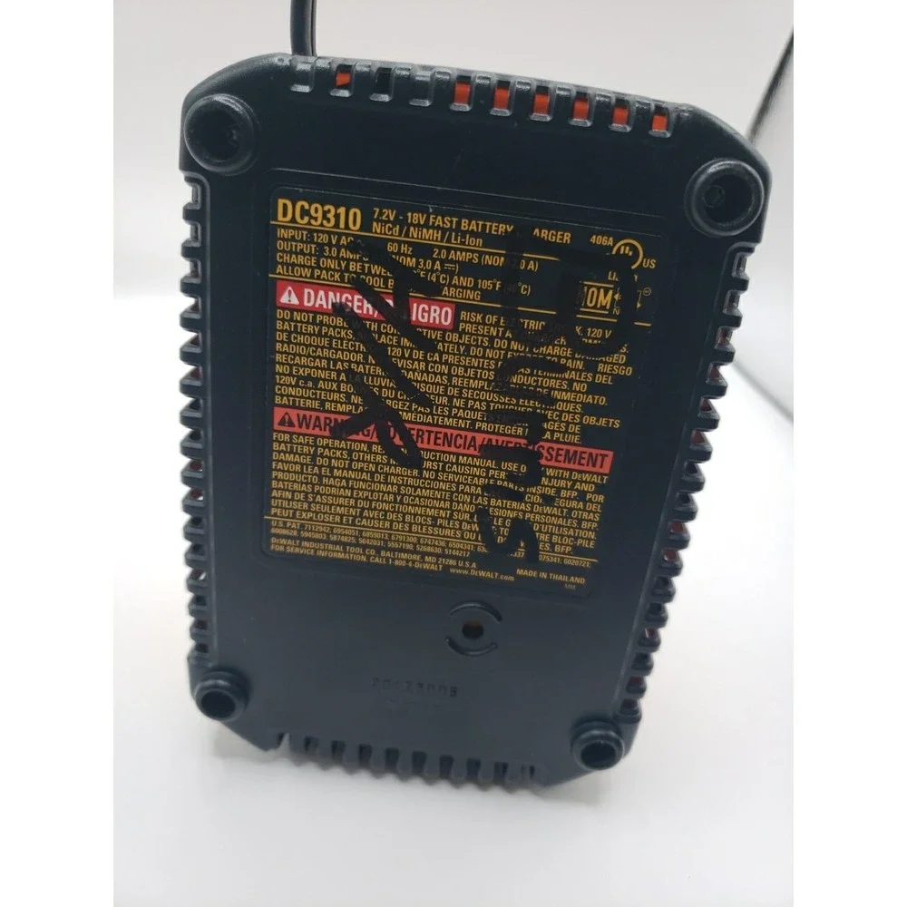 DEWALT DC9310 7.2V - 18V FAST BATTERY CHARGER NiCd NiMH Li-Ion Multi Chemistry